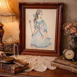 Vintage Molly Pitcher Art Print – Revolutionary War Heroine – 20"x16" with Frame